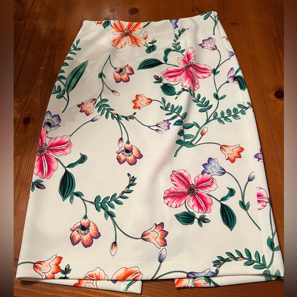 Express Floral Print Midi Skirt
